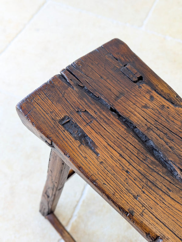 Antique Georgian Oak Vernacular Stool c.1750