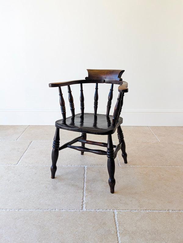 Antique Victorian Elm & Ash Captain’s Chair c.1890