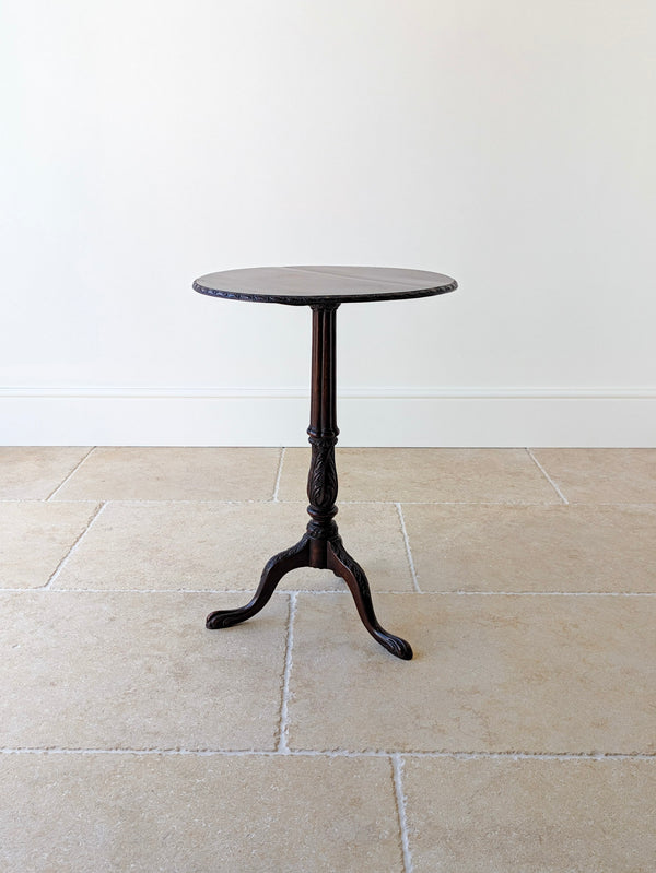 Antique Chippendale Revival Mahogany Tripod Wine Table With Detachable Top c.1890