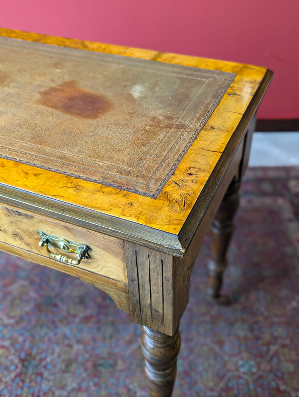 Antique Victorian Burr Walnut Desk / Library Table