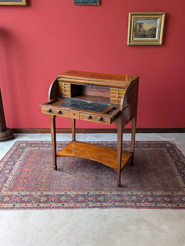 Antique Edwardian Mahogany Cylinder Writing Bureau Desk