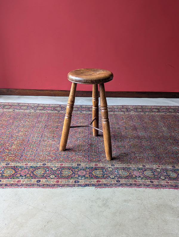 Antique Victorian Industrial Elm Stool