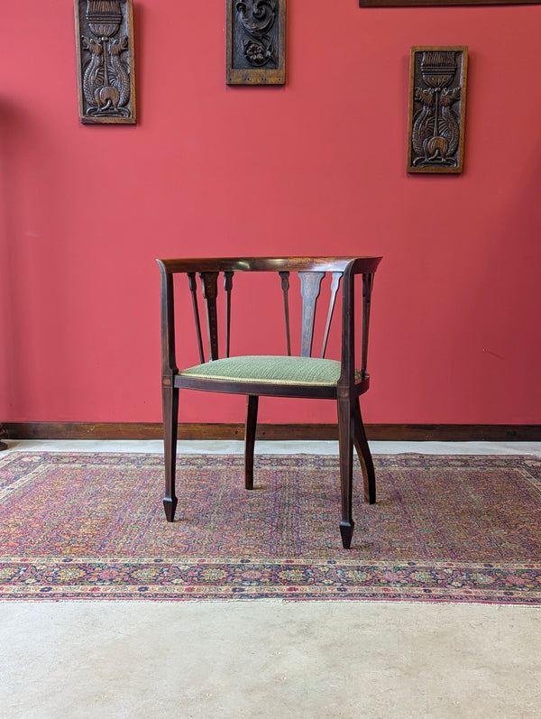 Antique Edwardian Inlaid Mahogany Desk Chair