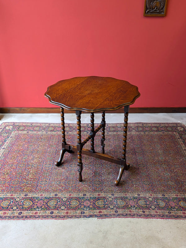 Antique Early 20th Century Oak Bobbin Leg Folding Coaching Table