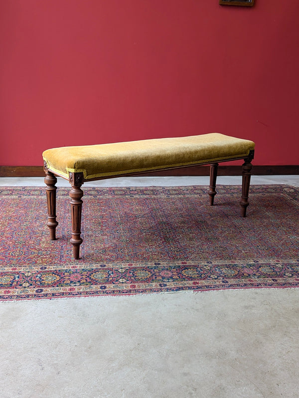 Antique Victorian Rosewood Upholstered Window Seat