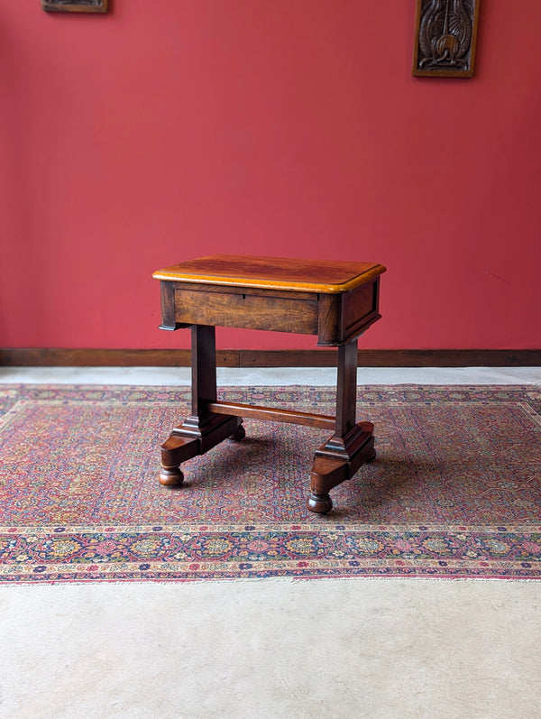 Antique Victorian Flame Mahogany Low Work Table