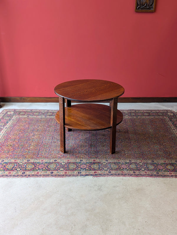 1930’s Art Deco Circular Two Tier Oak Coffee Table