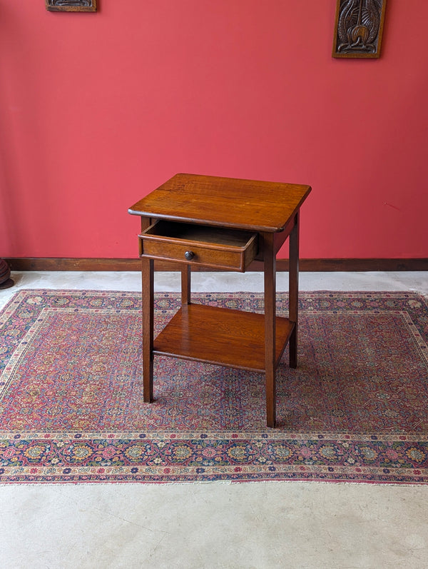 Antique Early 20th Century Oak Side Table / Bedside