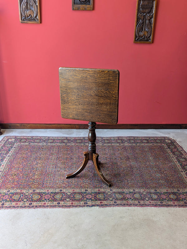 Antique 19th Century Oak Pedestal Tilt Top Wine Table