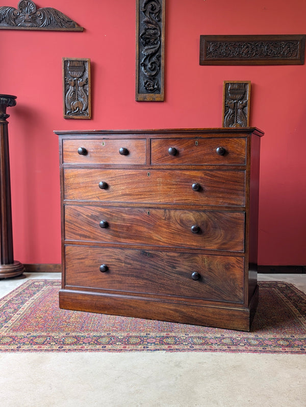 Antique Victorian Solid Mahogany Straight Front Chest of Drawers