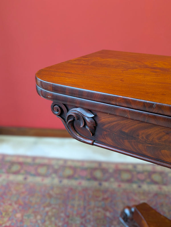 Antique Victorian Mahogany Fold Over Tea Table