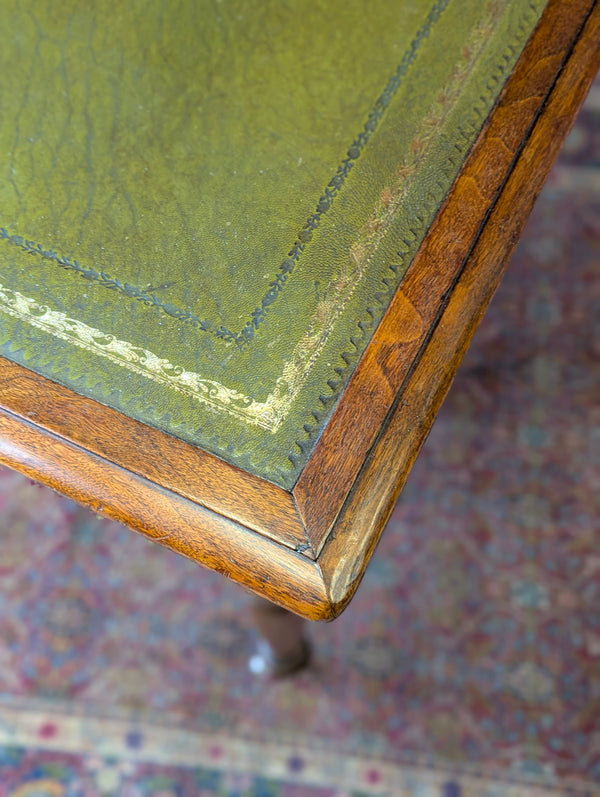 Antique 19th Century Walnut Leather Top Writing Table Desk