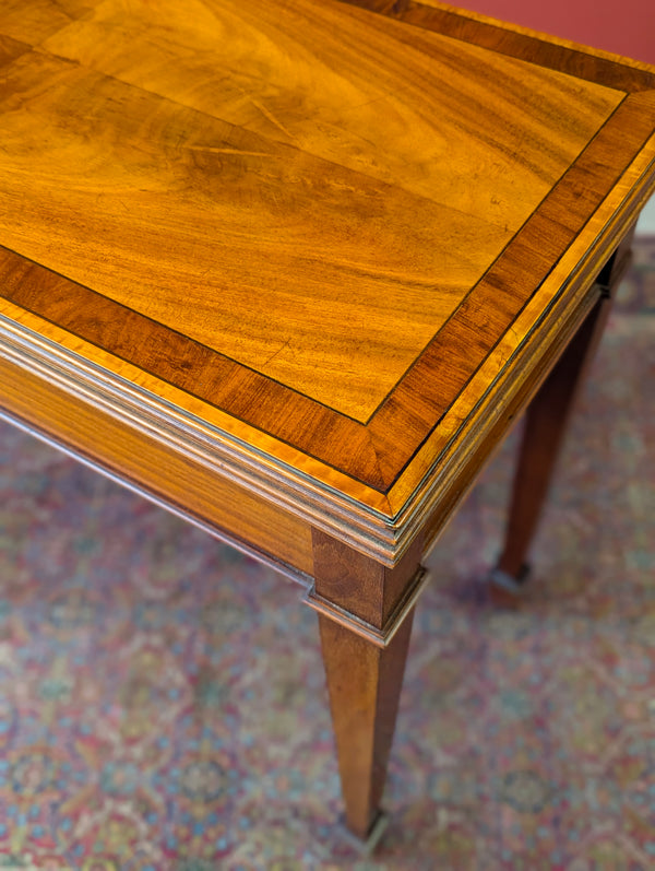 Antique Victorian Mahogany & Satinwood Fold Over Card Table