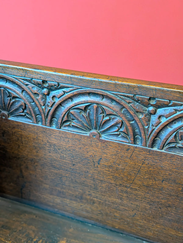 Antique Victorian Oak Prayer Bench / Small Hall Chair