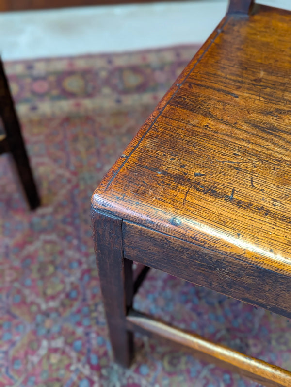 Pair of Antique Georgian Oak Side Chairs Circa 1780