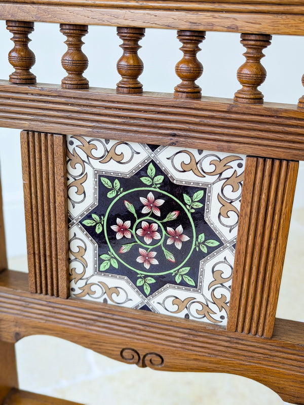 Antique Victorian Oak Tile-Back Hall Chairs c.1890