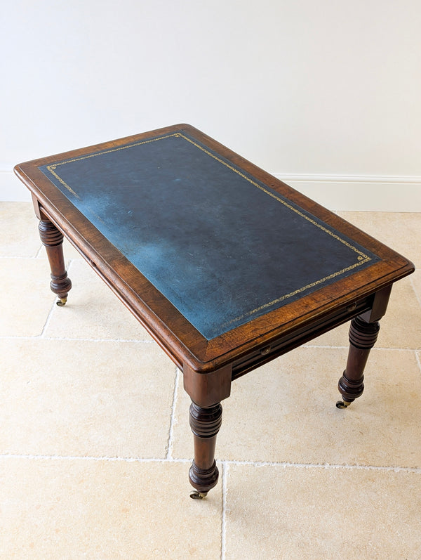 Antique Early Victorian Mahogany Library Table with Leather Top c.1850
