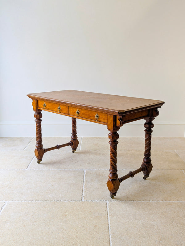 Antique Victorian Ash Writing Table by Hindley & Sons c.1880
