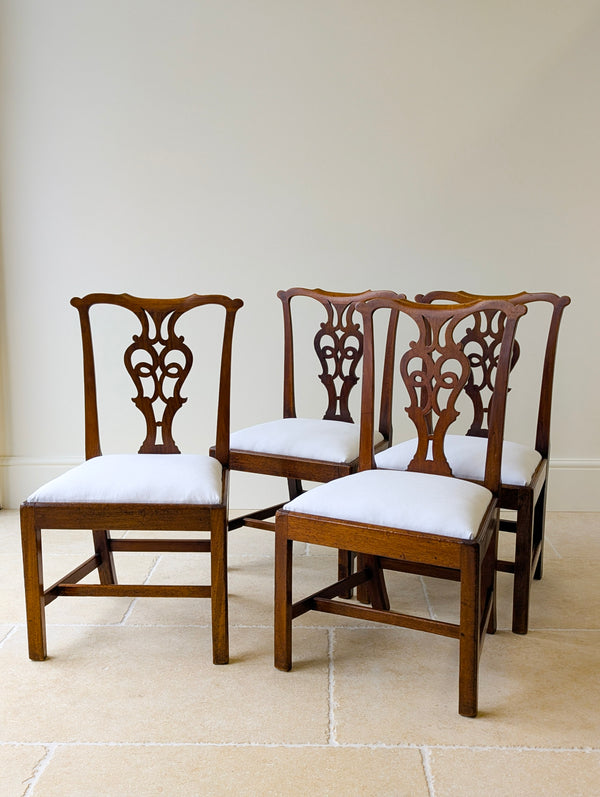 Set of Four Antique Georgian Chippendale Mahogany Dining Chairs c.1780