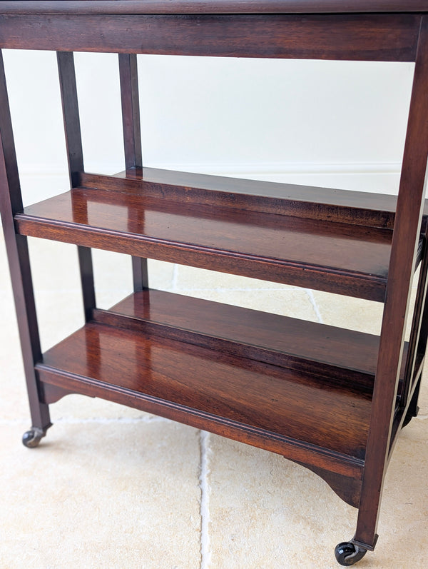 Antique Mahogany Folding Card Table with Bookshelf Base c.1920