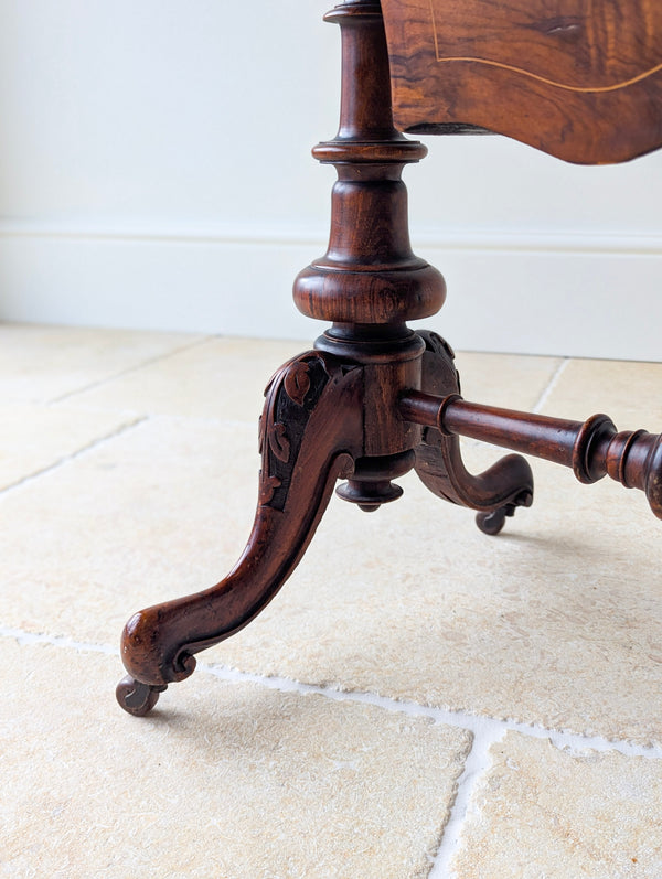 Antique Victorian Burr Walnut Work & Games Table c.1870