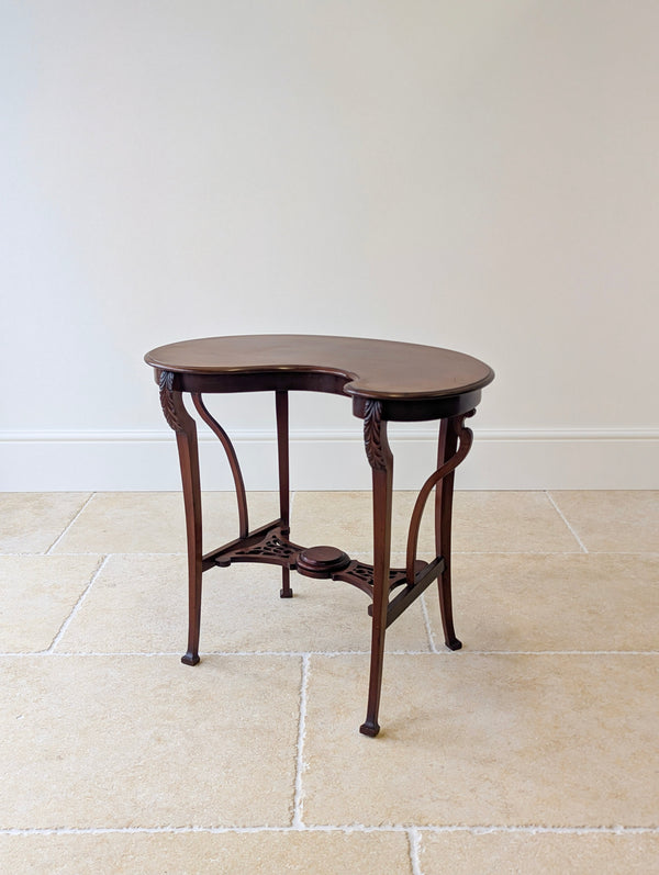 Antique Art Nouveau Mahogany Side Table with Shaped Top c.1900
