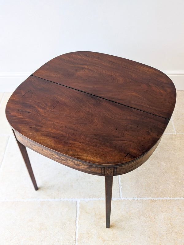 Antique Georgian Plum Pudding Mahogany Fold-Over Tea Table c.1790