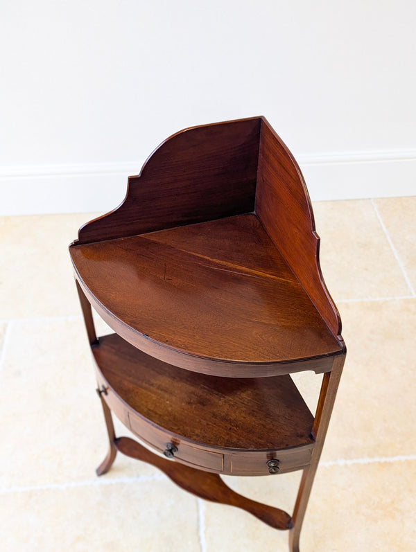 Antique Edwardian Sheraton Revival Mahogany Corner Table c.1900