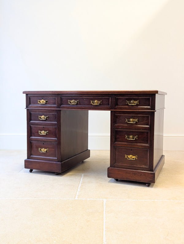 Antique Victorian Mahogany Pedestal Desk c.1890