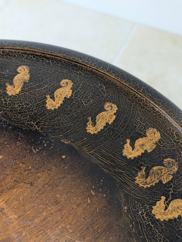 Antique Victorian Japanned Tripod Occasional Table c.1880