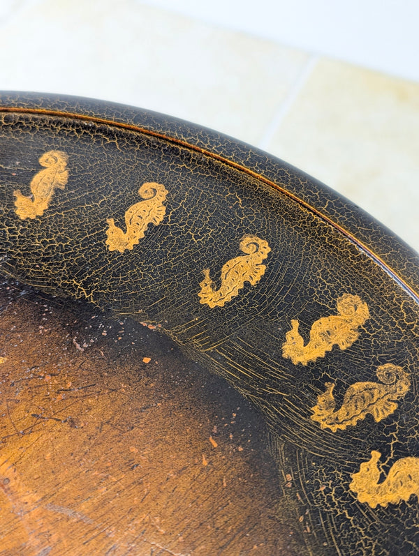 Antique Victorian Japanned Tripod Occasional Table c.1880