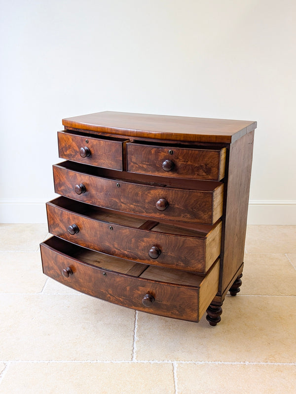 Antique Victorian Mahogany Bow-Front Chest of Drawers c.1860
