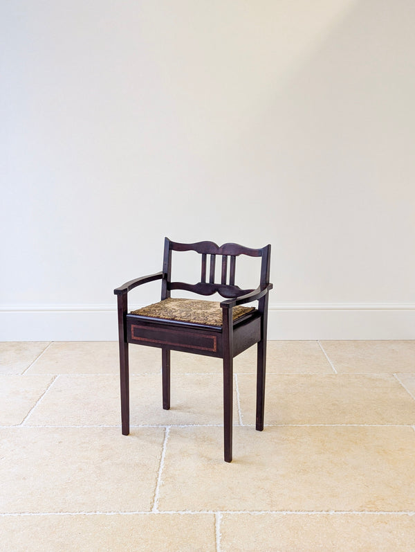 Antique Edwardian Mahogany Piano Stool with Storage c.1910