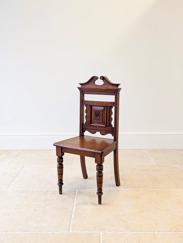 Antique Victorian Oak Hall Chair c.1890