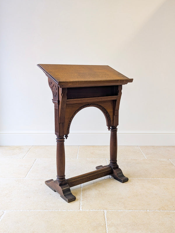 Antique Victorian Gothic Revival Oak Lectern c.1893