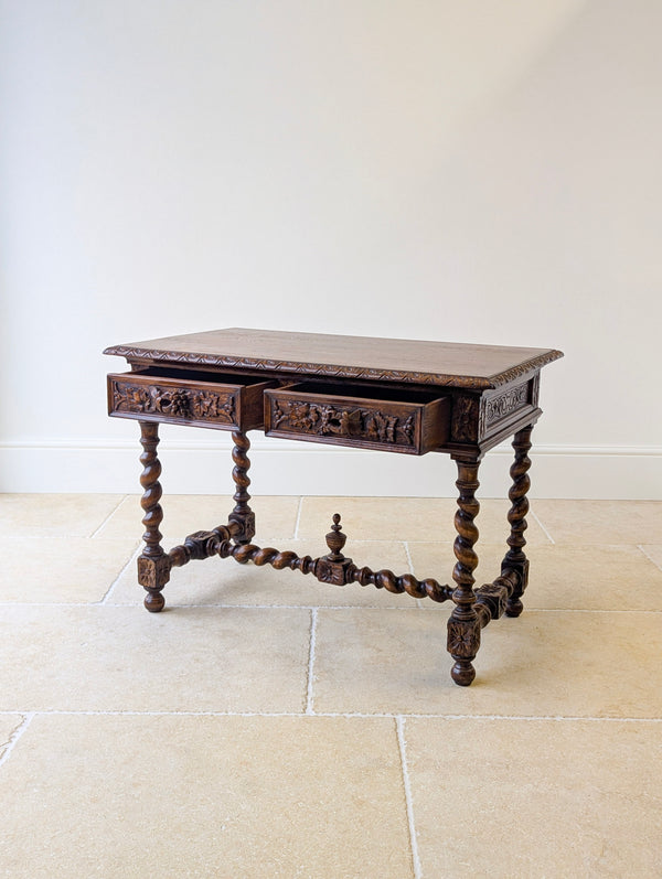 Antique Victorian Carved Oak Library Table c.1890