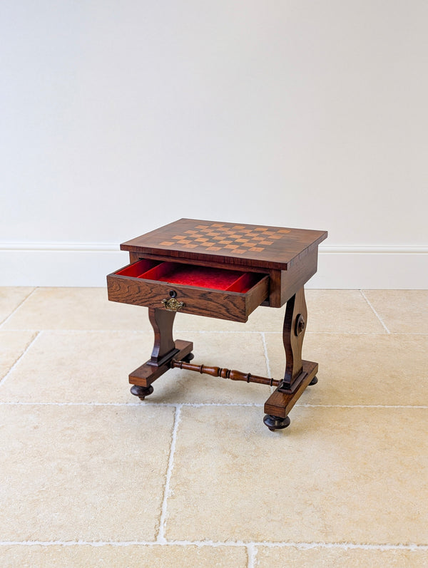 Antique Victorian Rosewood Games Table with Chess Table Top c.1890
