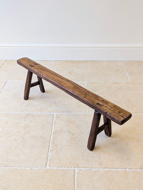 Antique Mid 19th Century Elm Vernacular Bench