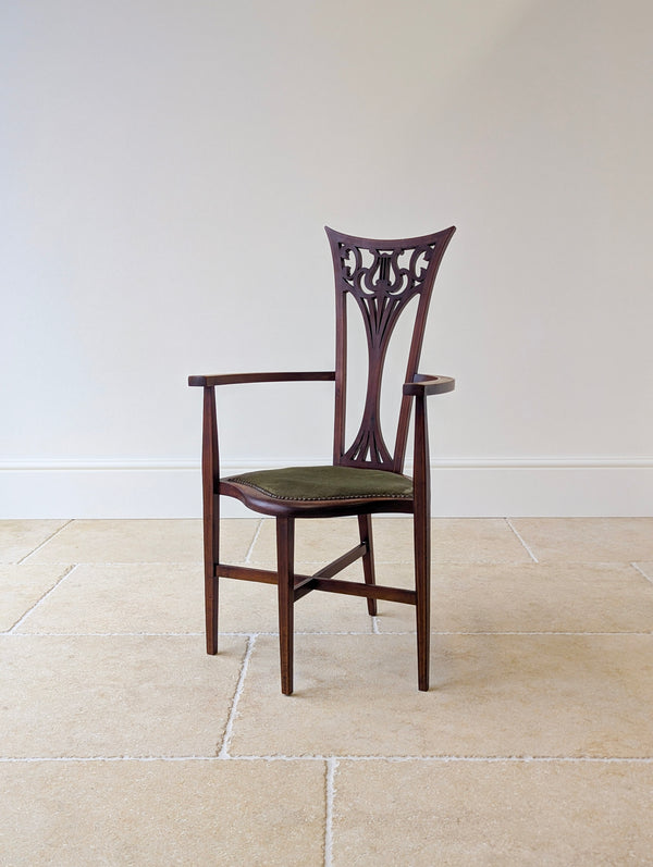 Antique Edwardian Mahogany Elbow Chair c.1910