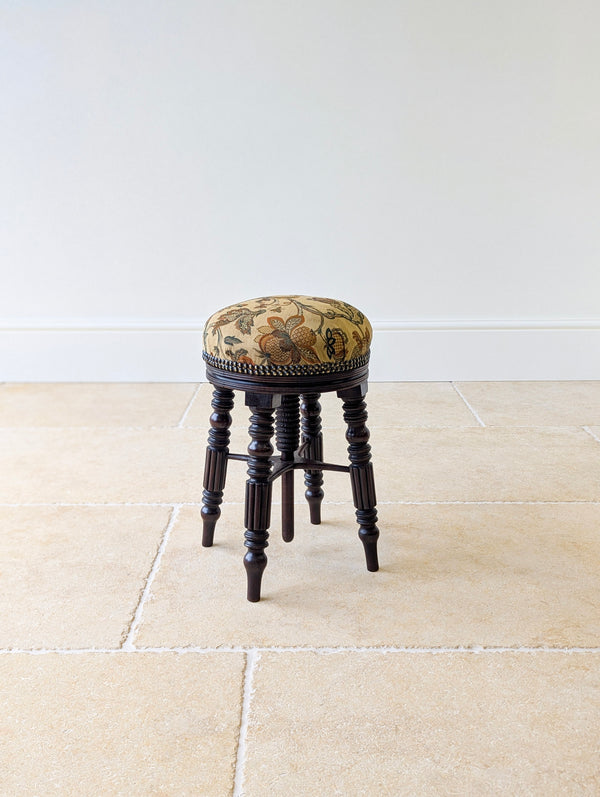 Antique Victorian Mahogany Adjustable Piano Stool c.1870