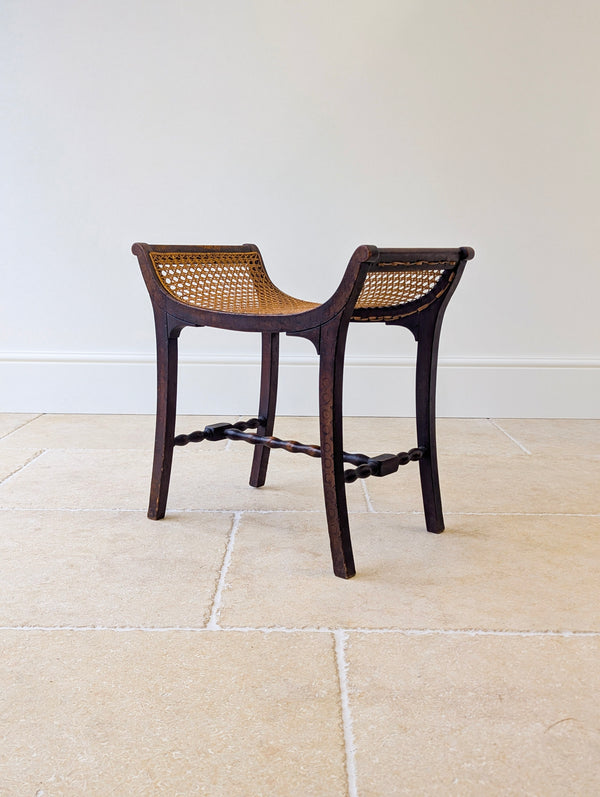 Antique Edwardian Oak Caned Dressing Table Stool c.1910