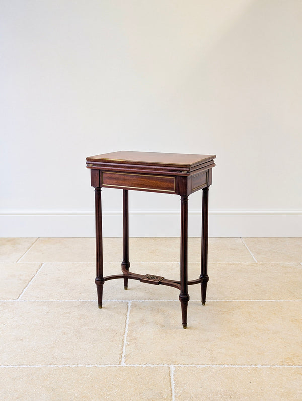 Antique Victorian Mahogany Triple-Top Folding Card Table c.1880