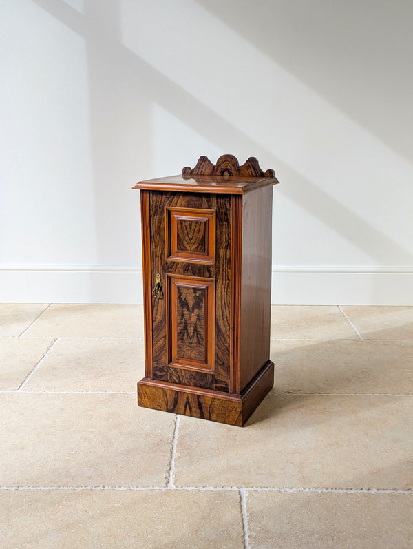 Antique Victorian Mahogany & Exotic Hardwood Bedside Cupboard c.1890
