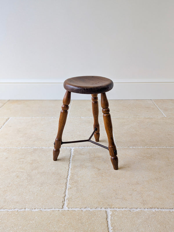 Antique Victorian Oak Three-Legged Country Stool c.1880