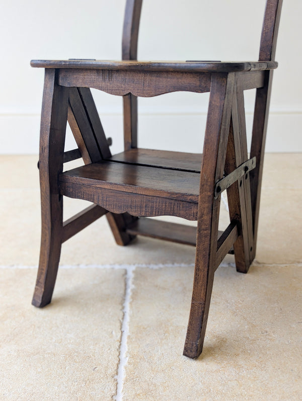 Antique Victorian Oak Metamorphic Library Chair / Steps c.1895