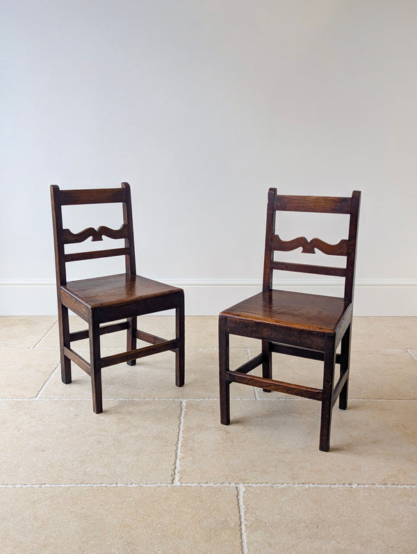 Pair of Antique Georgian Oak Country Side Chairs c.1800