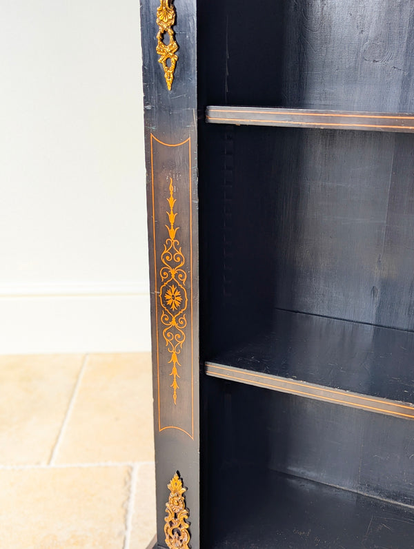 Antique Victorian Ebonised Open Bookcase c.1870