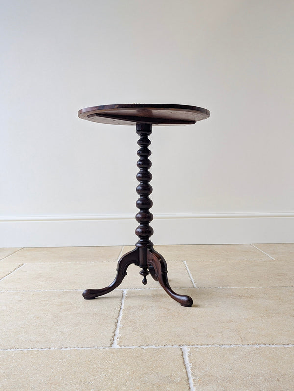Antique William IV Rosewood Beadwork Tripod Wine Table c.1830