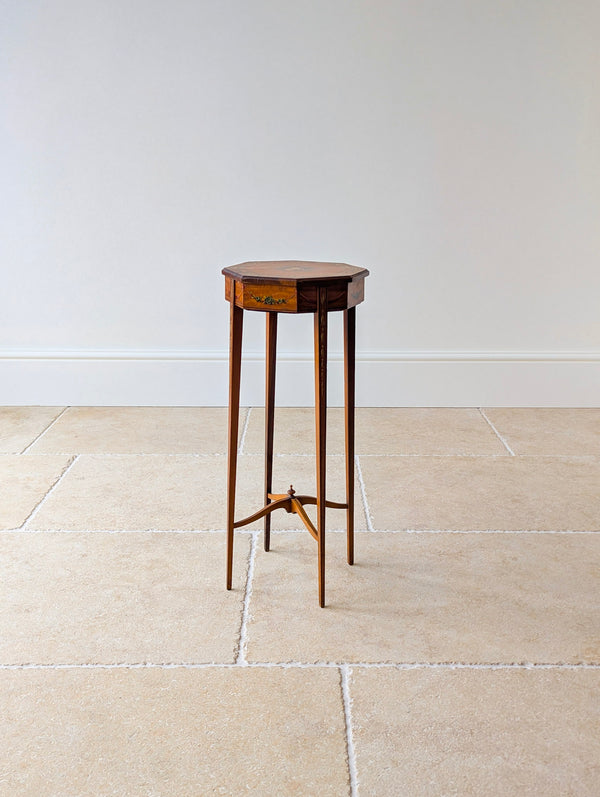 Antique Edwardian Satinwood Sheraton Revival Candle Stand c.1905