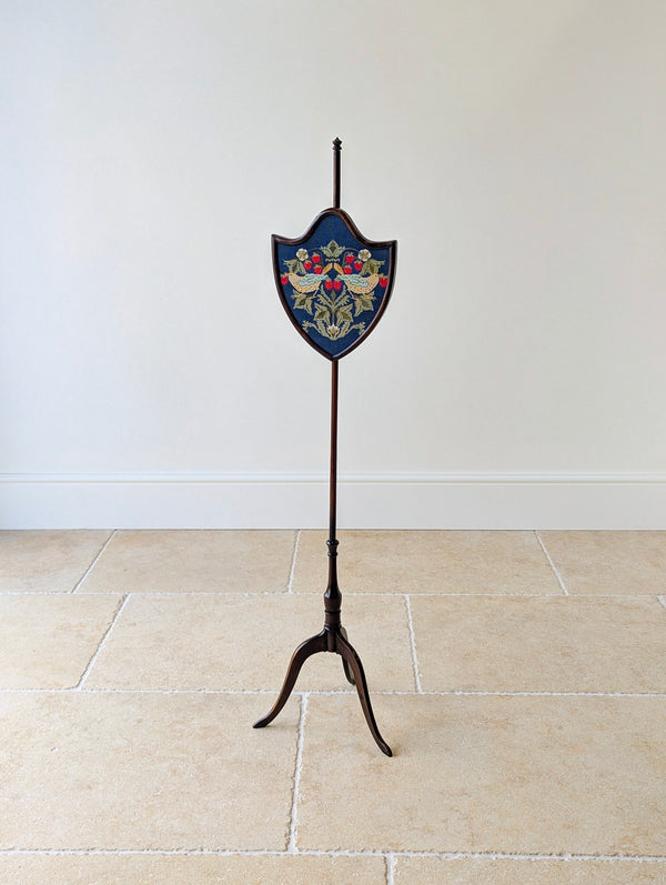 Antique George III Mahogany Tripod Pole Screen c.1800